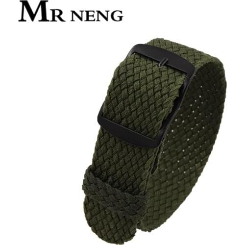 MR NENG Fashion Nylon Woven For Perlon Straps Pure color Dark Green 20mm 22mm Watchband 18mm Fit man watch