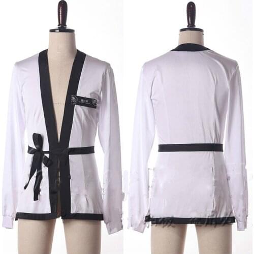 White Large V-neck Black Striped Latin Dance Shirts Tops Male Profession Competition Costumes Performance Clothing