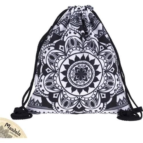 Backpack Bundle pocket rope bag women Digital Printing Mandalas Female Flower Bundle Fabric Bag Europe America fashion new 3D