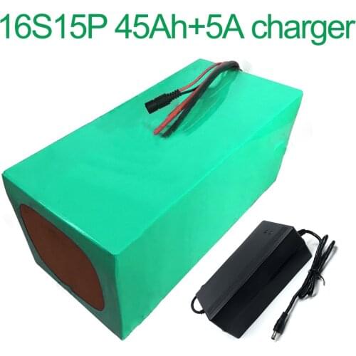 With 5A charger 60V 45Ah 16S15P 18650 Li-ion Battery electric two Three wheeled motorcycle bicycle ebike 320*170*140mm