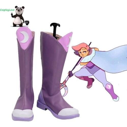 She-Ra and the Princesses of Power Season 4 Glimmer Purple Cosplay Shoes Long Boots Leather Custom Made For Halloween Christmas