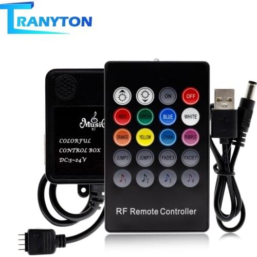 DC 5V-24V 20 Keys RF Music Controller 4 Pin Light Strip Remote Sound Sensor For RGB LED Strips Tape Light
