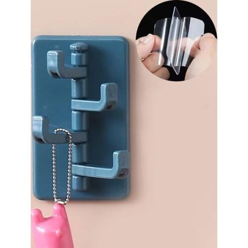 Rotating Adhesive Towel Hook Bathroom Kitchen Wall Hole-Free ABS Hanger Key Bag Clothes Hook Home Organizer Hat Racks Key Holder