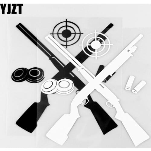 YJZT 15.5×12.3CM Creative Fashion Personalized Weapons Car Stickers Cross Gun Vinyl Car Art Decorative Pattern 20C-0206