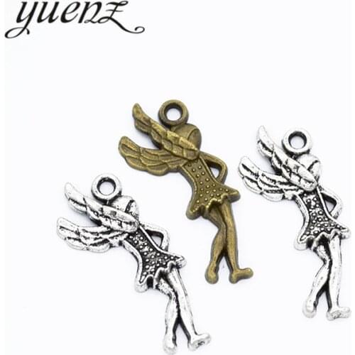 YuenZ 15pcs 2 colour Antique Silver color angel Charms Pendants Jewelry Making DIY Handmade Craft 30*13mm I243