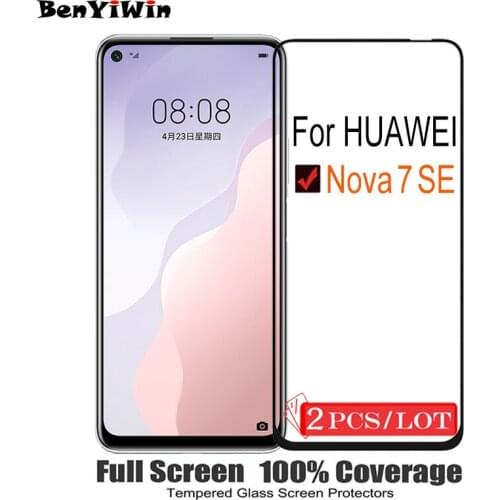 2PCS Original Full Cover Screen Protector Tempered Glass For Huawei NOVA 7 SE Scratch Proof Protective Film For NOVA7 SE Glass