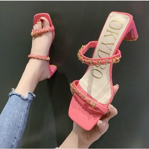 Womens Sandals 2021 Fashion Summer High Heels 2.56 Inches Beautiful Slippers（Size 35-40