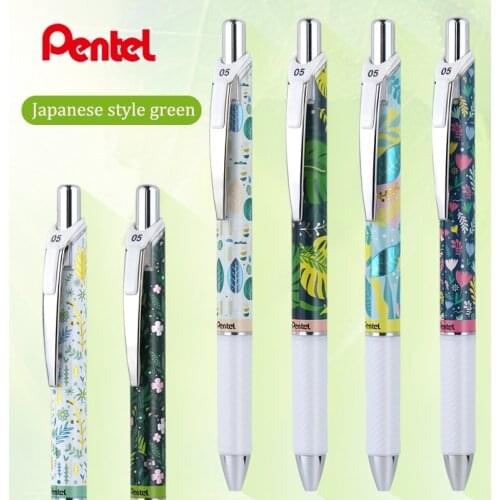 1pcs Limited Pentel Press Type Gel Gel Water-based Pen BLN75KW Japanese Style Green Plant Series 0.5mm Black