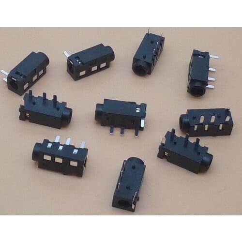 10PCS 3.5mm Headphone Female Audio Connector 4 Pin DIP Headphone Jack Socket PJ-320A