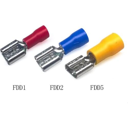 100/200/500pcs FDD1 FDD2-250 Cold Pressing Female Splice Terminal Plug Crimp Wire Cable Connector Electric Sertir Wire Adapter