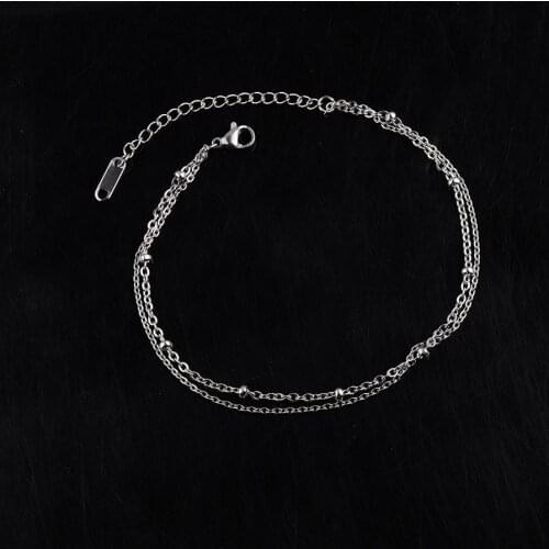2pcs 316L Stainless Steel 1.5mm Width Double Layer Satellite Beaded Ball Bulk Chain for DIY Bracelet Jewelry Making Findings