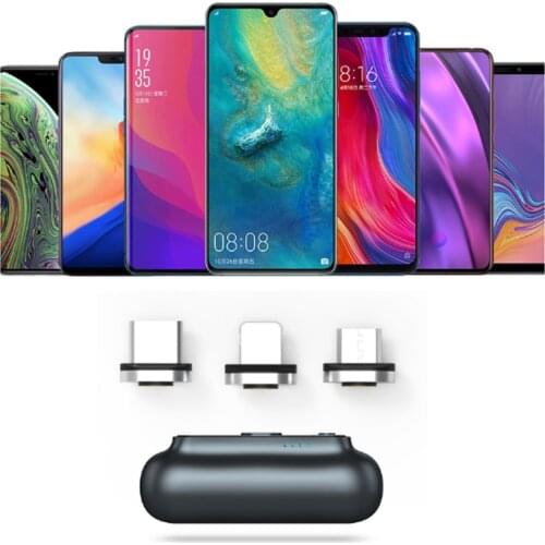 3 in 1 Magnetic attraction power Bank Capsule mini emergency portable power bank TYPE-C/Lightnin/Micro + 1.2M Charging Cable