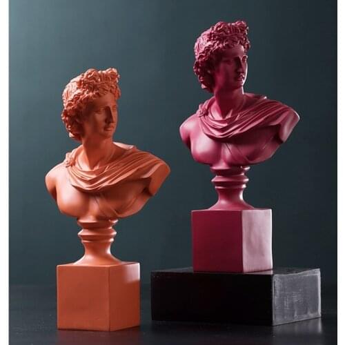 37CM GREEK MYTHOLOGY DAVID BUST STATUES APOLLO FIGURE ART SCULPTURE RESIN ART&CRAFT HOME DECORATION ACCESSORIES R936 NORDIC