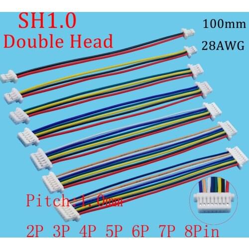 5/10Pcs SH 1.0 2-8P Cable Wire Connector Pitch 1.0mm 2/3/4/5/6/7/8 Pin Double Head Terminal Plug SH 1.0 28AWG Female Cable Plug