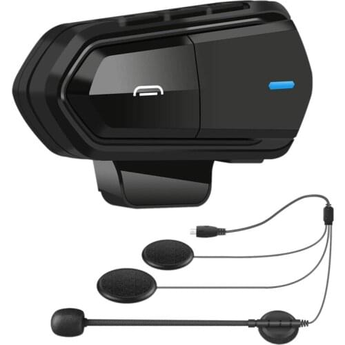 B35 Motorcycle Intercom Microphone, Bluetooth 5.0 Helmet Headset Interphone FM Radio HI-FI Sound Quality Siri