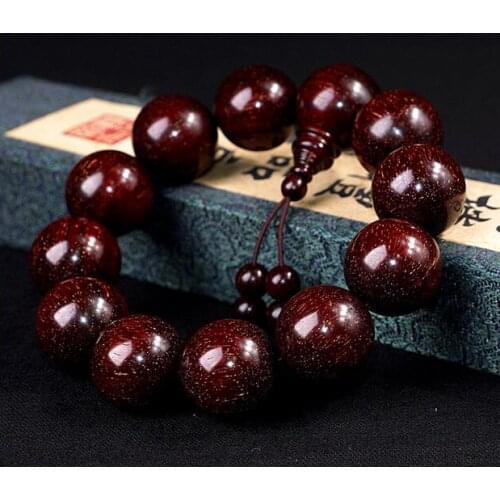 Lobular red sandalwood 20mm old material full of Venus high density beads bracelet