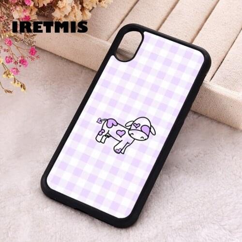Iretmis 5 5S SE 2020 Phone Cover Case for iPhone 6 6S 7 8 Plus X Xs XR 11 12 Mini Pro Max Silicone TPU Baby cow purple