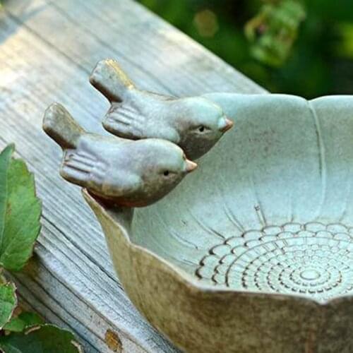 Retro Bird Bath Garden Decor Bird Feeder Creative Cartoon Aquarium Succulent Flower Pot Fruit Plate