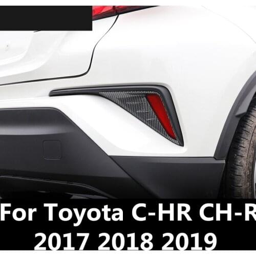 For Toyota C-HR CH-R 2017 2018 2019 carbon fiber Car Rear Fog Light Cover Trim Strip Frame Lamps Car-styling Strips Decoration