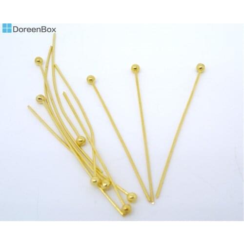 Doreen Box Lovely 500PCs Gold color Ball Head Pins 0.5x30mm(24 gauge) (B04368)