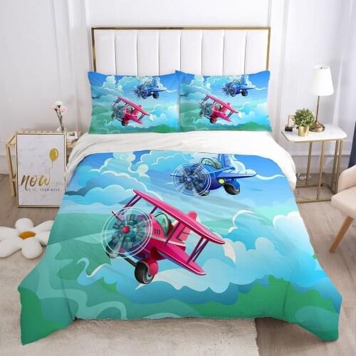 Blue Bedding Set Duvet Cover Sets Quilt Covers Pillowcase Blanket Case Bed Linens Double Single Size 3D Cartoon Bedclothes