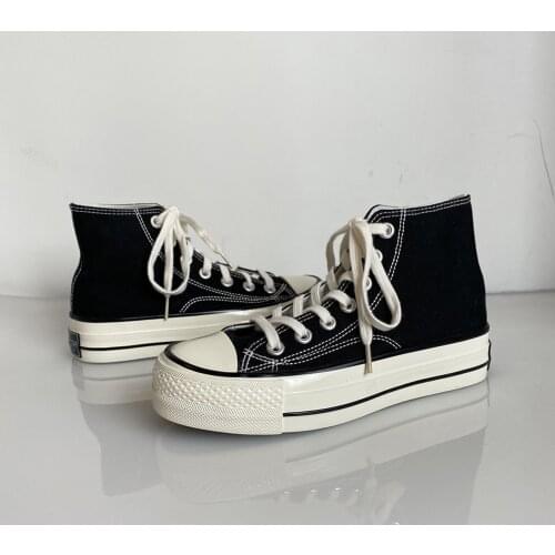 High-top Canvas Shoes 4cm Platform Retro Lace-up Ladies Classical Casual Women Sneakers Outdoor Breathable Leisure Footwear