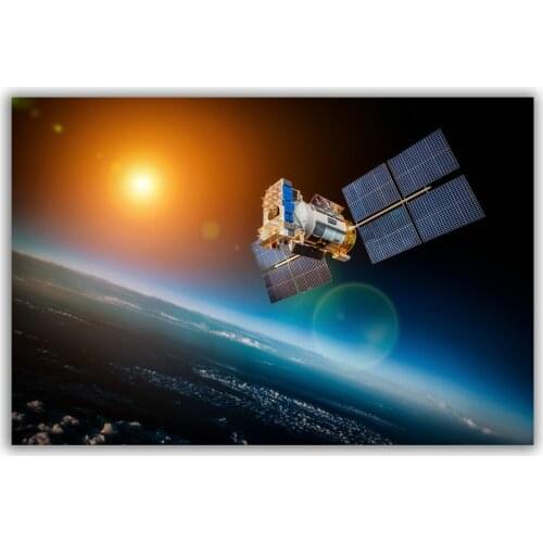 HT073 Spectacular Universe Earth And Moon Space Station Astronaut Silk Fabric Poster Art Decor Indoor Painting Gift