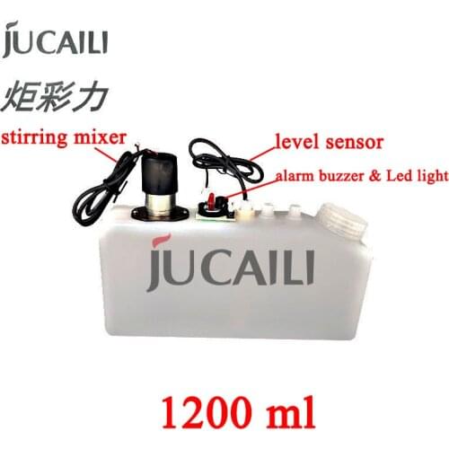 Jucaili 1200ml sub tank with level sensor/stirring mixer/alarm for Infiniti/Gongzheng/Crystaljet inkjet printer ink cartridge
