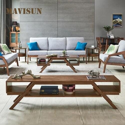 Solid Wood Coffee Table TV Stand Combination Simple Modern Tea Table Nordic Household Living Room Furniture For Small Apartment