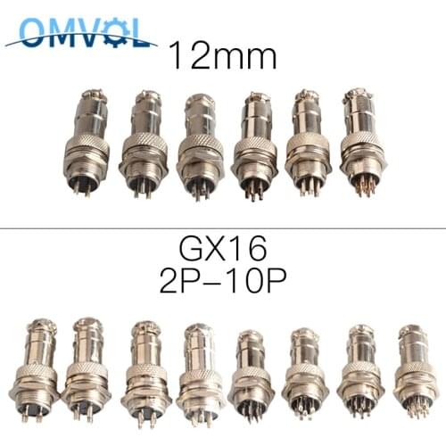 1Set GX12 GX16 2-10pin High Quality Male& Female 12mm 16mm Wire Cable Panel Connector Aviation Plug Circular Socket Plug