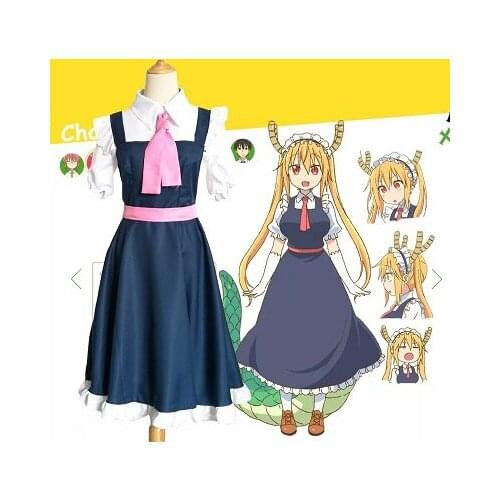 Japanese Anime Miss Kobayashis Dragon Maid Tohru Cosplay Costume Women Dress Halloween Party Costumes