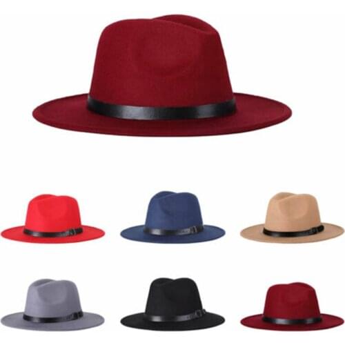 Fashion 2019 Mens Fashion Gentleman Flat-eyed Dome Cap Wide Brim Outdoor Casual Cap With Belt Unisex Wool Hat Sombrero