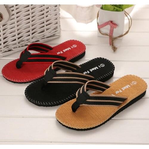 Mens Summer Flip Flops Casual Striped Slippers Male Non-slip Beach Sandals Zapatos Hombre Bathroom Slippers Wholesale Man Shoes