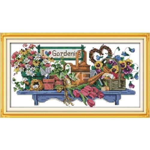 I Love Gardening Joy Sunday Cross Stitch Printed Fabric DMC 11CT 14CT Cross Stitch Kits Embroidery DIY Handmade Needlework Kits