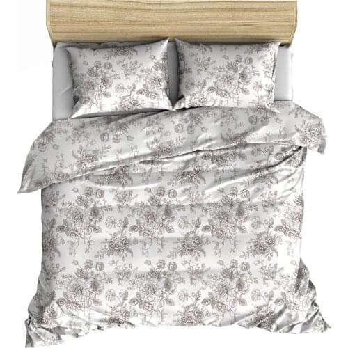 100% cotton Makiteks Soloi Grey duvet cover set , 240x220 duvet cover with 40 cm bottle flap and 2 pcs 65x65 pillowcases