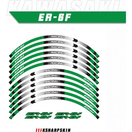 Motorcycle sticker Front Rear wheels decals Reflective waterproof stickers rim stripes For KAWASAKI ER-6F