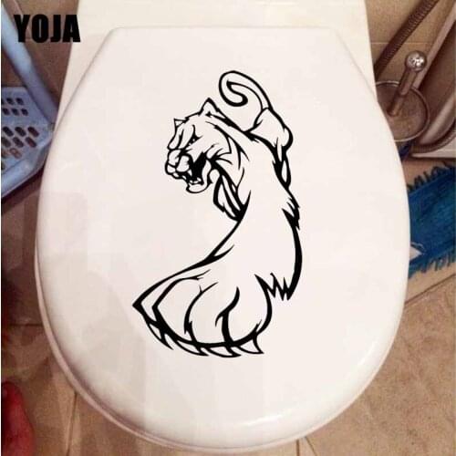 YOJA 13.7X23.1CM Wall Decal Beast Predator Lynx Wild Cat Claws Grin Fangs WC Toilet Stickers T5-0071