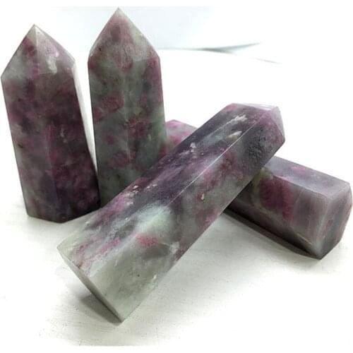 Natural plum tourmaline crystal rod minaret mineral stone home accessories