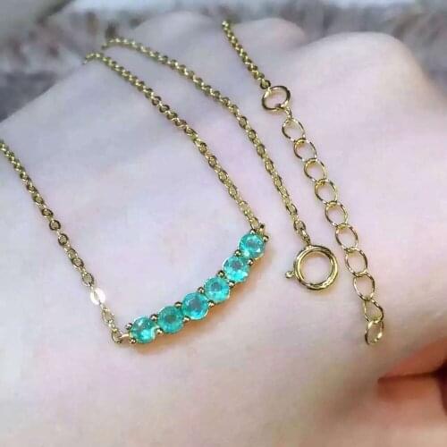 Natural green emerald stone Necklace natural gemstone Pendant Necklace S925 silver trendy Circular bubble array party Jewelry