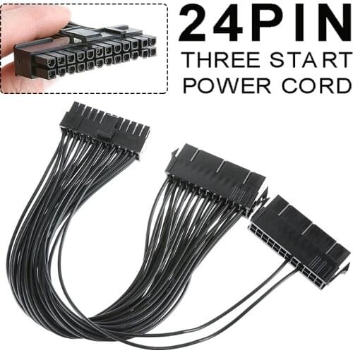 POHIKS 1pc 24Pin Power Supply ATX Motherboard Adapter Cable High Quality Dual PSU Extension Cord For 8 or 12 GPU Motherboards