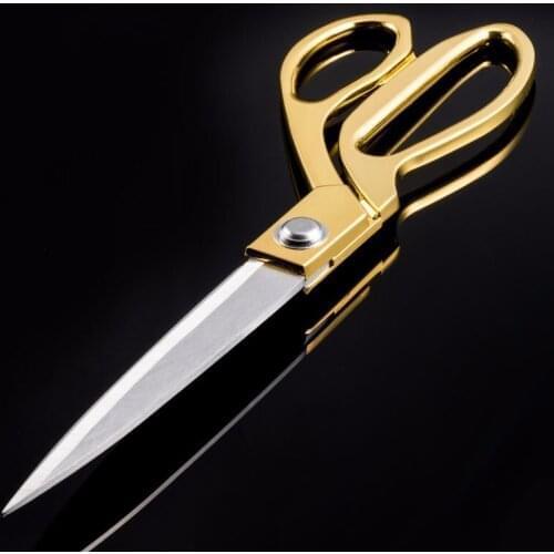 8.5Inch Professional Tailor Vintage High Quality Stainless Steel Scissors Leather Fabric Golden Sharp Needlework Scissors