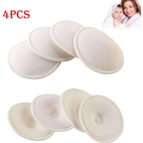 4PCS Feeding Washable Reusable Breast Nursing Pads Cotton Absorbent Breastfeeding Ultra Soft
