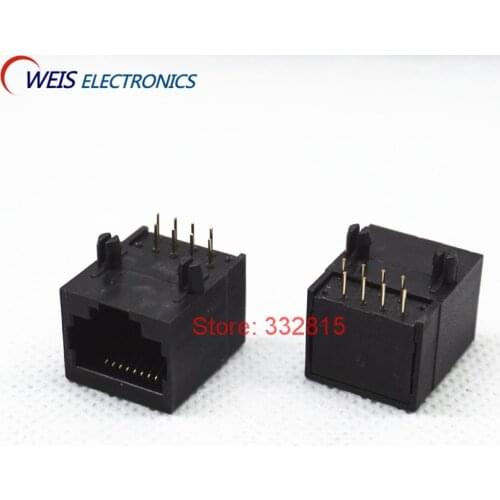 10PCS RJ45 Ethernet socket 18.3 Network Jack interface 8PIN 15*18mm female connector black plastic 58 Free shipping
