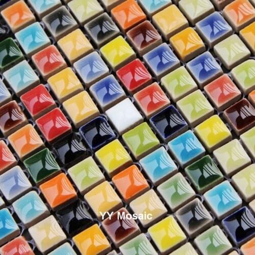 Fresh Rainbow Color Ceramic Mosaic Wall Tile for bathroom shower pool garden Counter Bar salon wall decoration floor tiles