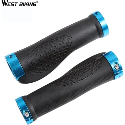 WEST BIKING Cycling Handlebar Grips Aluminum MTB Rubber Grip Cover Anti-skid Mountain Bike Grips Manillar Bicicleta Bicycle Grip