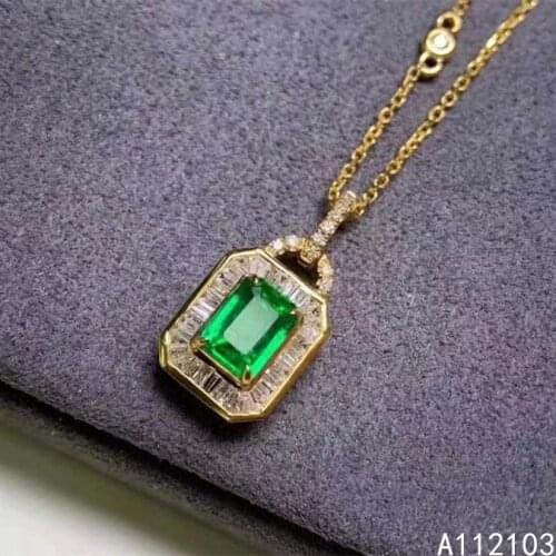 KJJEAXCMY fine jewelry 925 Sterling Silver inlaid natural emerald Girl fresh lock Chinese style GEM PENDANT support test
