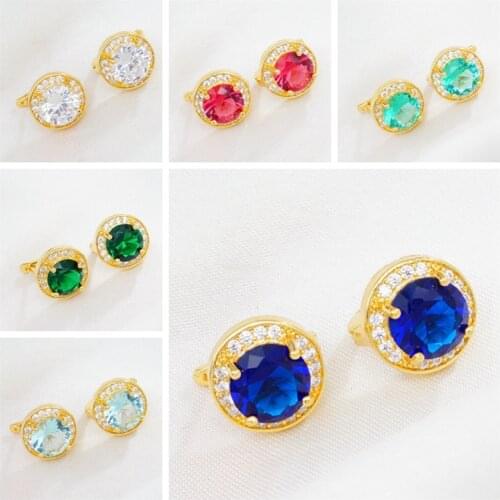 6 Colors Classic Round Circle Earrings Crystal Gold-Color Hoop Earrings for Women Female Gifts
