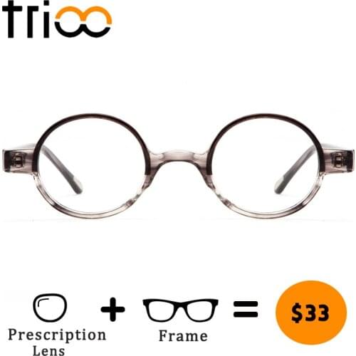 TRIOO Transparent Glasses Women Round Prescription Eye Glasses Prescription Myopia Spectacles Retro Oculos de grau feminino