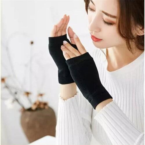 Winter Spring Cotton Half-finger Gloves Stylish And Simple Knit Short Men And Women Sports Working Thin Arm Sleeve Gloves