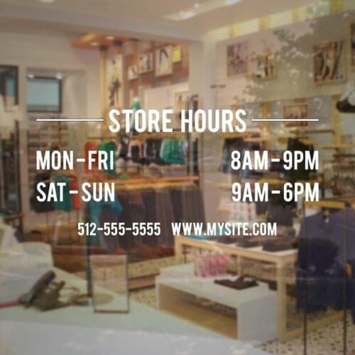 Store Hours Sign - Simplistic Modern Business Vinyl Square Decal Hours of Operation Sticker A17-006